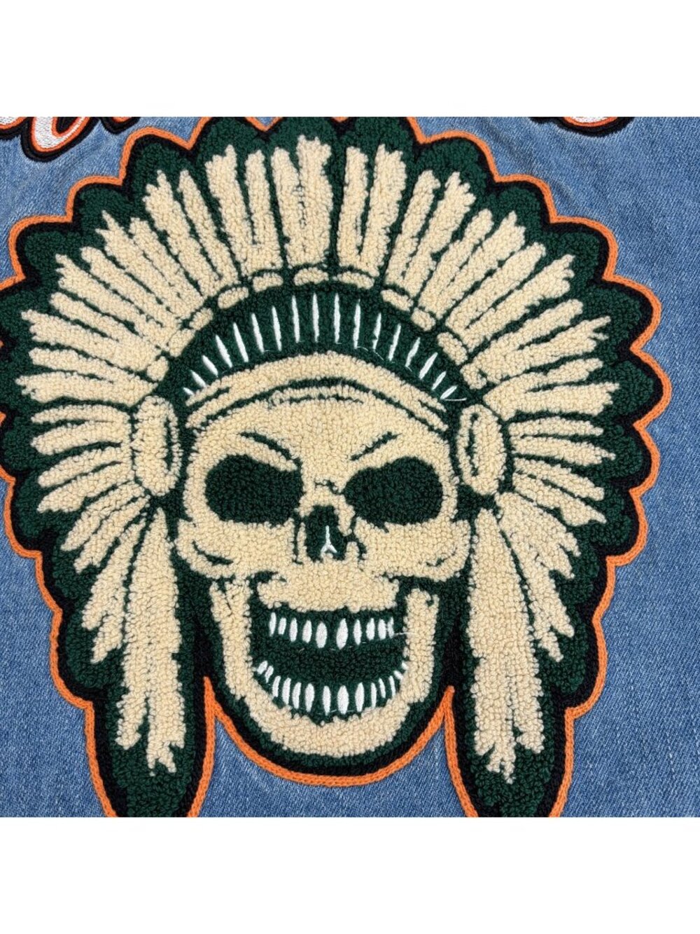 Valabasas Jacket Large Blue Denim Full Zip Double Sided Indian Head